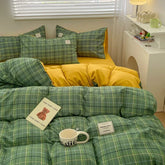 Plaid Style Bedding Set - Skin-Friendly Quilt Cover, Pillowcase, and Bedsheet, Single/Full/Queen/King - Himpall